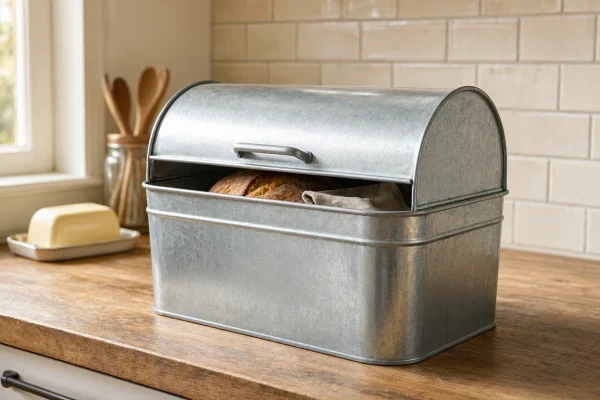 10 Galvanized Steel Bread Bin Kitchen Food Storage Box Retro Bakery Holder