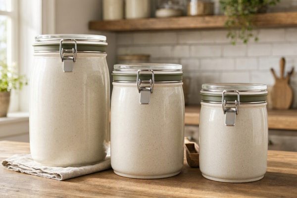 25 Ceramic Food Storage Jars With Airtight Clamp Lids Farmhouse Sugar Coffee Flour Canisters
