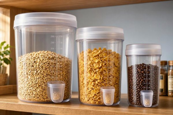 Sealed Plastic Cereal Dispensers Large Capacity Food Storage Containers Kitchen Organization Bins