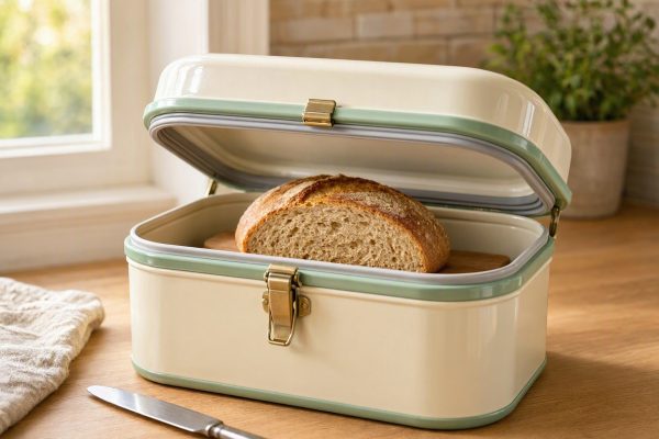 Retro Airtight Bread Container Metal Storage Box Loaf Keeper For Counter