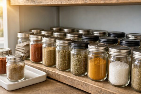 Mini Mason Jar Spice Holders With Leakproof Metal Screw Lids Pantry Storage