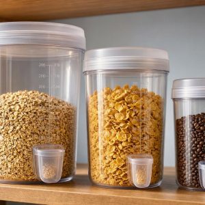 Sealed Plastic Cereal Dispensers Large Capacity Food Storage Containers Kitchen Organization Bins