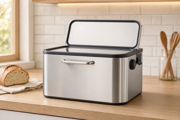 Modern Stainless Steel Bread Box Container Kitchen Airtight Food Storage